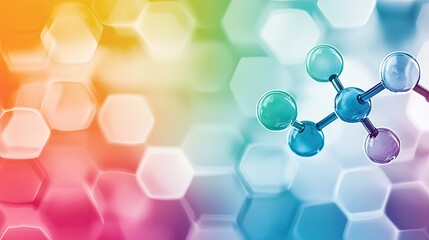 Molecular structure, colorful background, science, research, technology, abstract, website banner