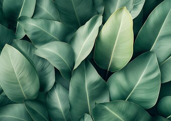 Lush Green Tropical Leaves Texture.