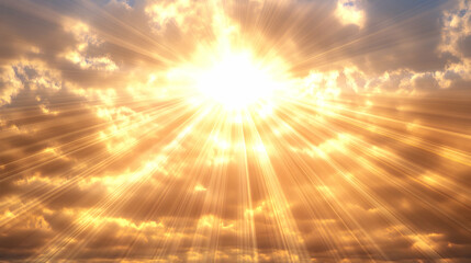 Fototapeta premium Radiant sunburst through dramatic clouds . AI generative