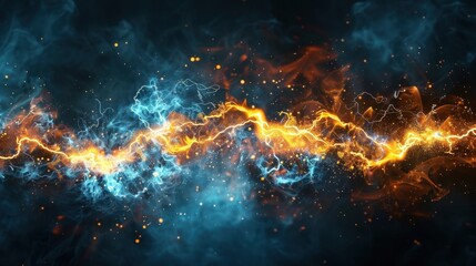 Electric Sparks: Arcs or small bolts of electricity, representing sudden bursts of energy, often shown to evoke a sense of power or intense electrical force.
