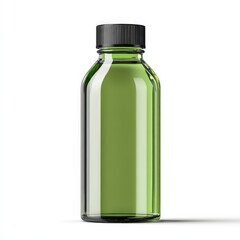 Obraz premium Green Glass Bottle with Black Cap Mockup for Essential Oils or Cosmetics Product Packaging Design