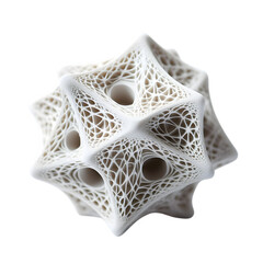 A 3D printed object with intricate geometric design, isolated on transparent background