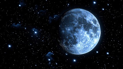 Celestial Serenity: A Blue Moon's Night Embrace