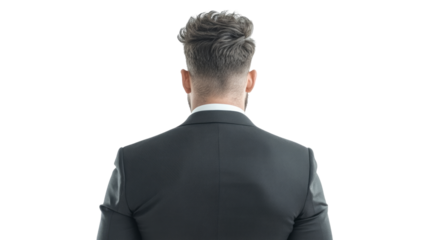 back view of a man in a suit. isolated on transparent background