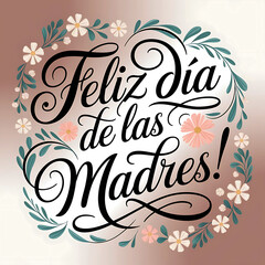 Feliz Dia De Las Madres lettering Spanish Celebrating Happy Mother”s Day Illustration, Hand drawn typography for greeting card, festive poster, flyer, template,background graphic elements