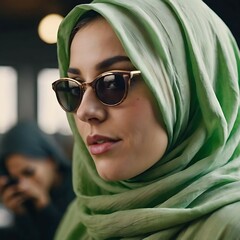 Woman with green hijab 