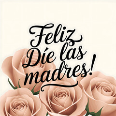 Feliz Dia De Las Madres lettering Spanish Celebrating Happy Mother”s Day Illustration, Hand drawn typography for greeting card, festive poster, flyer, template,background graphic elements
