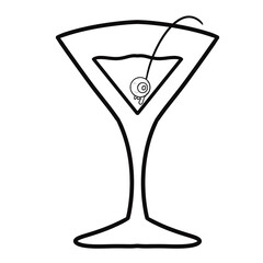 Halloween Potion in Cocktail Glass | Hand-Drawn Line Art