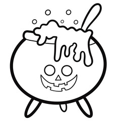 Boiling Halloween Cauldron | Hand-Drawn Line Art