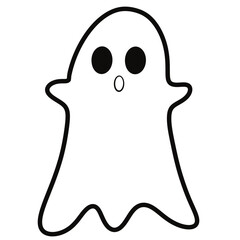 Cute Halloween Ghost | Hand-Drawn Line Art