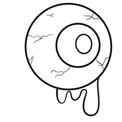 Dripping Eyeball Halloween Element | Hand-Drawn Line Art