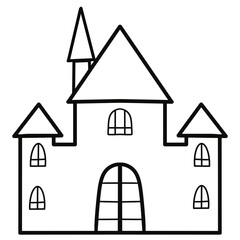 Haunted Halloween House | Hand-Drawn Line Art
