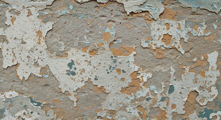Weathered wall texture muted tones peeling paint. AI Generated