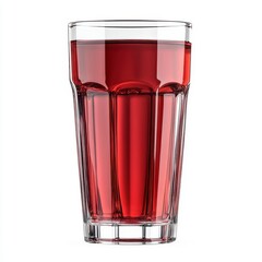 Tall Glass of Dark Red Liquid Isolated on White Background In Studio Shot Offering Refreshment