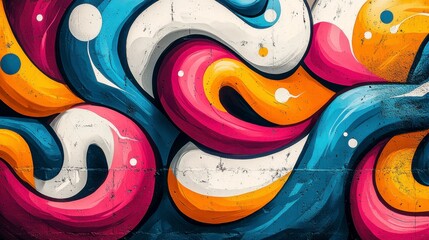 Vibrant Graffiti Art Background with Dynamic Swirls and Pixelated Texture in Yellow Pink Blue and White Tones Detailed Urban Art Creation
