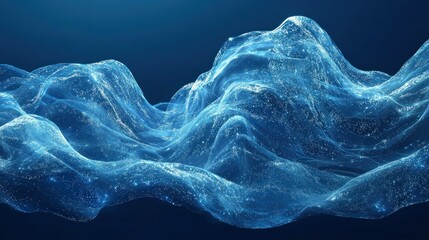 Abstract Blue Digital Wave: A Serene Digital Landscape