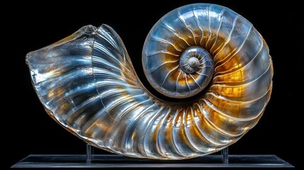 Obraz premium A Stunning Nautilus Shell: A Masterpiece of Nature's Geometry