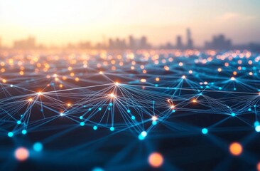 Abstract background with interconnected dots and lines forming a digital network, a technology concept on a white background.