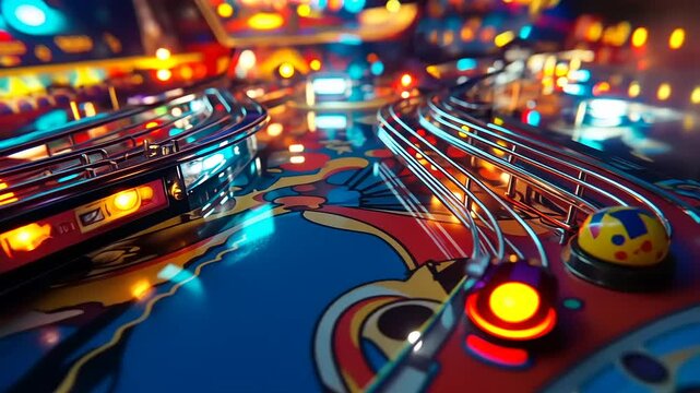 Vibrant Pinball Machine Close-Up: A Colorful Arcade Game Detail