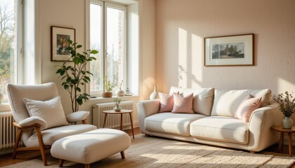 Fototapeta premium Creating a home environment that fosters relaxation and rejuvenation through the use of natural light, calming colors