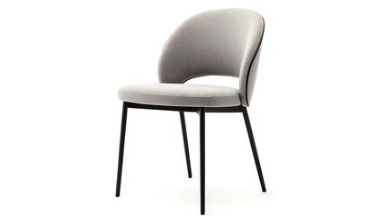 A chair with a black frame and a white cushion