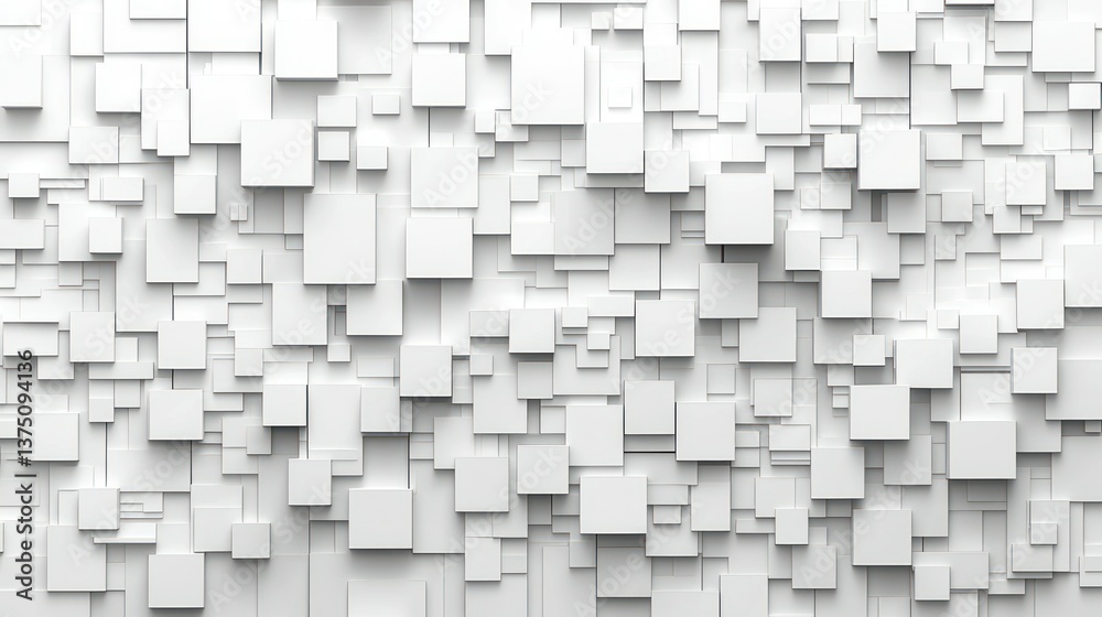 Poster abstract white cube composition: a 3d render of overlapping cubes