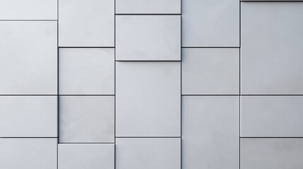 Close-up of a wall made up of multiple square tiles. the tiles are arranged in a grid-like pattern, with each tile having a different size and shape.