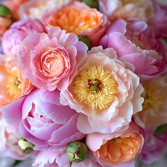  pastel pink peony and rose bouquet