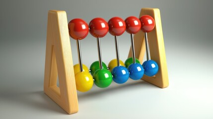 3D model of an abacus with animated beads moving up and down.