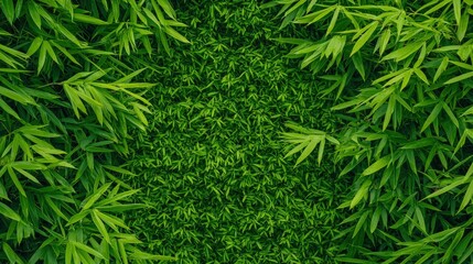 Fototapeta premium A lush green bamboo plant flourishing in a natural setting under bright sunlight and clear skies
