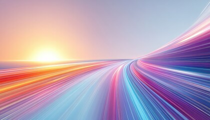 Colorful Speed Motion Blurred Highway Sunrise