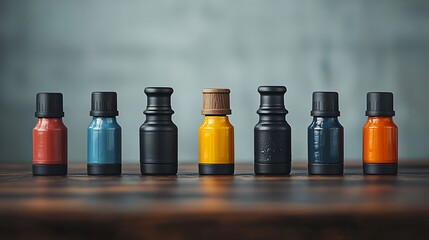 Row of colorful bottles