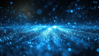 Abstract Blue Glittering Particles Background