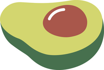 Half avocado fruit with seed