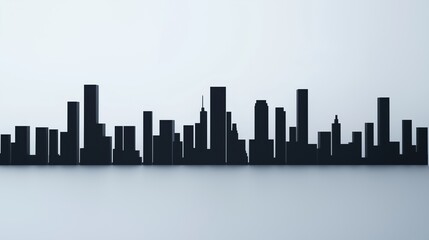 Naklejka premium Black silhouette of a city skyline. the buildings are arranged in a grid-like pattern, with each building having a unique shape and size.