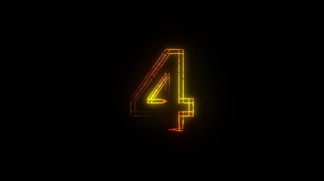 Number 4 Line Trail Text Effect Animation