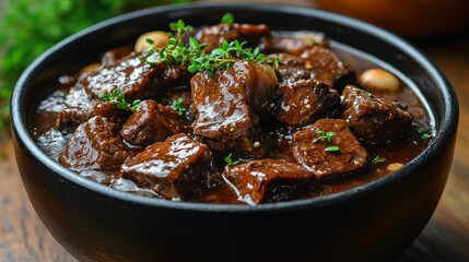 Beef Stew in a Rustic Bowl: A Hearty and Flavorful Dish