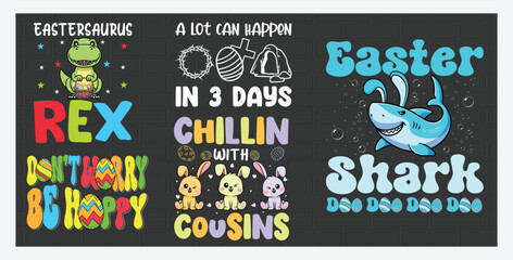 Happy Easter Day with Bunny T Shirt Design Bundle