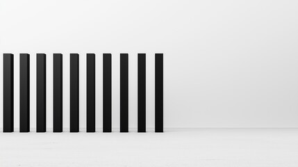 Group of black vertical bars arranged in a horizontal line on a white background. the bars are evenly spaced and appear to be made of metal or plastic.