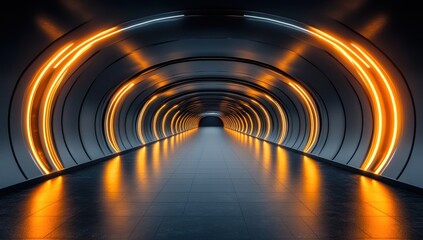 Obraz premium Futuristic Neon Tunnel: A Journey Through Abstract Space