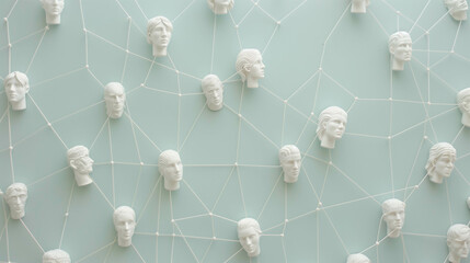 Abstract 3D illustration of network of users connected by lines representing social connection