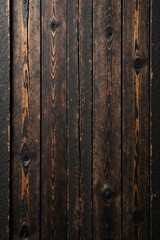 Obraz premium Dark Brown Wooden Planks Texture A Vertical Arrangement of Weathered, Burnished Boards with Visible Knots