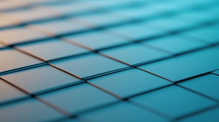 Close-up of a grid of small square tiles. the tiles are arranged in a grid-like pattern, with each tile having a different color - blue, orange, and white.