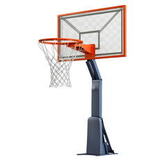 A portable basketball hoop with an adjustable height, isolated on transparent background