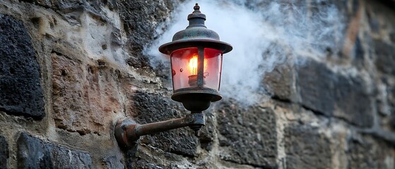 Smoky Wall Lamp with Stone Wall.