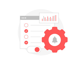 AI-powered todo push notification software for automated alerts, task management and user engagement. Optimize communication with smart notifications. To do vector illustration and icons