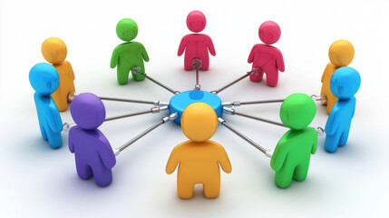 Colorful People Connecting with Lines in a Creative Social Concept