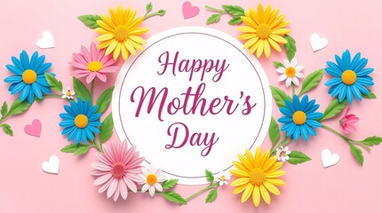Happy Mother's Day with Colorful Flowers