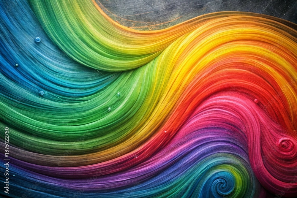 Fototapete vibrant abstract chalkboard background with swirling rainbow chalk strokes, blending colors in a dyn