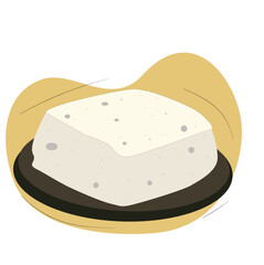 tofu on a plate.Fresh natural tofu cubes on a plate